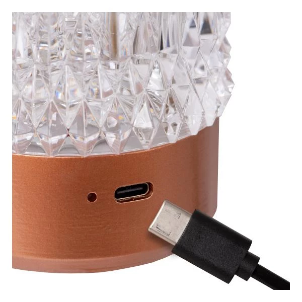 Lucide LILY - Lampe de table Rechargeable - Batterie/Piles - Ø 8 cm - LED Dim to warm - 1x3W 2700K/3000K - Cuivre - Ensemble de 3 - détail 3